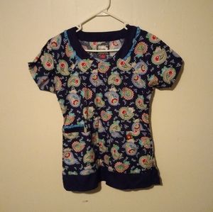 Paisley print scrub top
